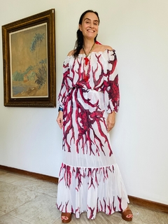 Saia Babados Longa Chiffon Coral - buy online
