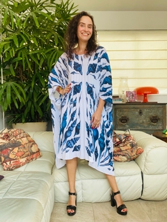 Imagem do Vestido Plissado Curto Crepe Concha Azul