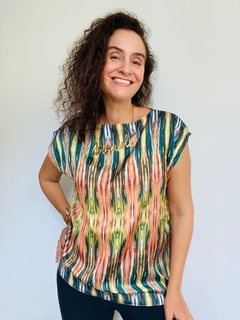 Camiseta Kaftan Cetim Comunhão Listras - comprar online