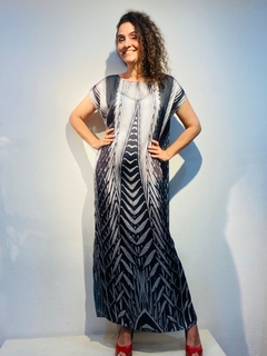Vestido Kaftan Longo Cetim Coqueiro Escher - ALESSA