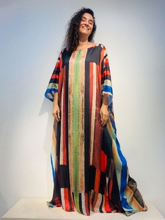 Vestido Maxi Longo Cetim Klee Listras