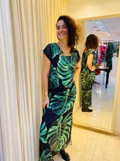 Vestido Kaftan Longo Cetim Costela de Adão - comprar online