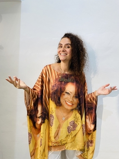Camiseta Maxi Cetim Alcione Amarela Quadrados - online store