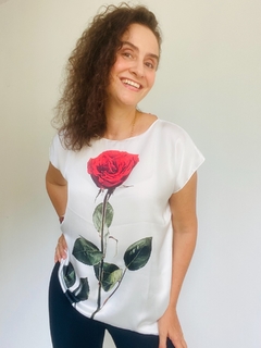Camiseta Kaftan Cetim Rosa Única Branca