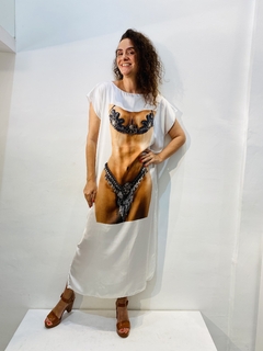 Vestido Kaftan Longo Cetim Mulata - ALESSA