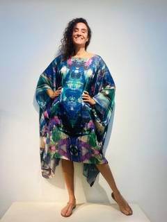 Vestido Maxi Curto Cetim Joan Azul