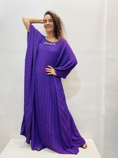 Vestido Plissado Longo Crepe Roxo - comprar online
