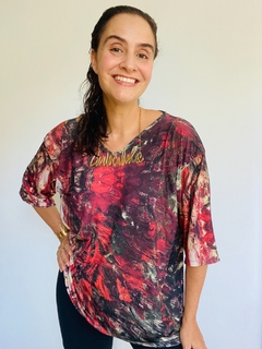 Blusa Manga 3/4 V Jersey Monet Vermelho na internet