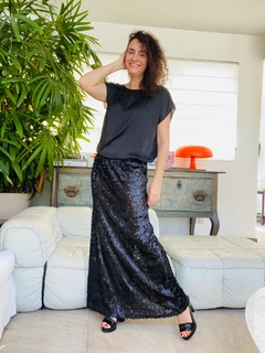 Saia Reta Paetê Preto - online store