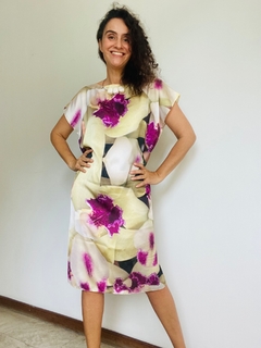 Vestido Kaftan Cetim Orquidea Branco