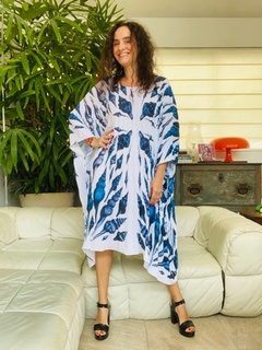 Vestido Plissado Curto Crepe Concha Azul - comprar online