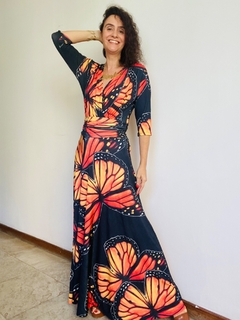 Vestido Sereia Evasê Longo Farfale Preto
