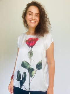 Camiseta Kaftan Cetim Rosa Única Branca - loja online