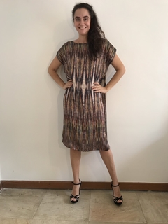 Vestido Curto Kaftan Cetim Tropical Listras