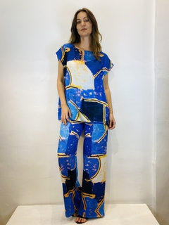 Calça Reta Jersey Blue - ALESSA