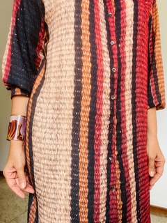 Vestido Chemise Curto Crepe Tapete listras - online store