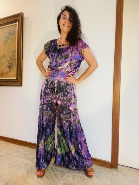 Calça Evasê Jersey Monet Roxo