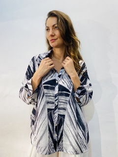 Camisa Social Morcego Crepe Folha Listrado - comprar online