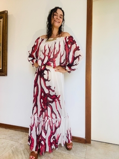 Vestido Bufante Longo Chiffon Coral na internet