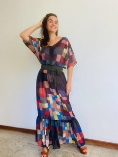 Vestido Morcego Bab Longo Crepe Paul Klee Colorido - buy online