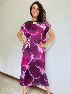 Vestido Kaftan Midi Cetim Orquidea Vinho - buy online