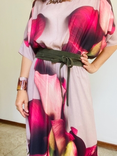 Vestido Morcego Babado Longo Crepe Calla Vermelha - ALESSA