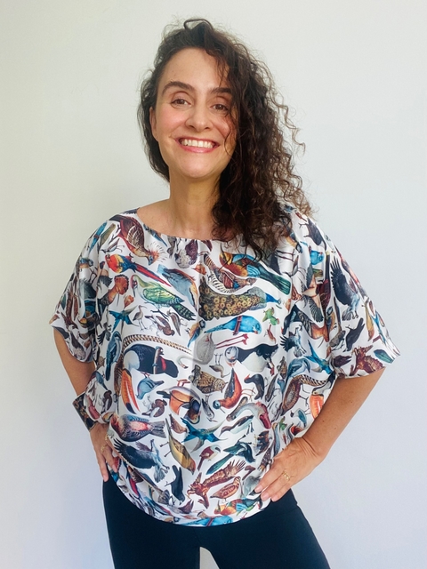 Camiseta Morcego Cetim Pássaros