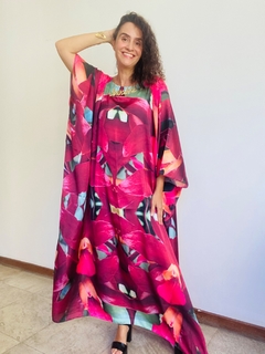 Vestido Maxi Longo Cetim Orquidea Vermelho - comprar online