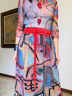 Saia Babado Longa Chiffon Paul Klee Rosa - buy online