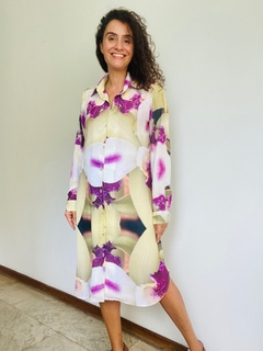 Vestido Chemise Curto Crepe Orquídea Branco - loja online