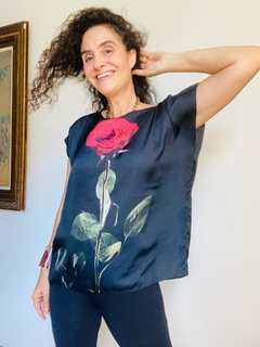 Camiseta Kaftan Cetim Rosa Única Preta - comprar online