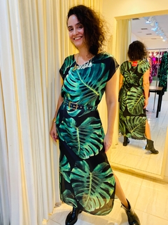 Vestido Kaftan Longo Cetim Costela de Adão