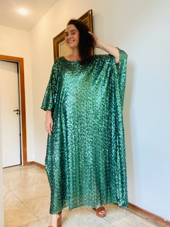 Vestido Maxi Longo Paetê Verde on internet
