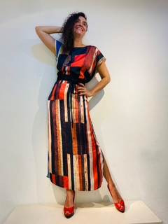 Vestido Kaftan Longo Cetim Klee Listra