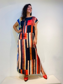 Vestido Kaftan Longo Cetim Klee Listra - ALESSA