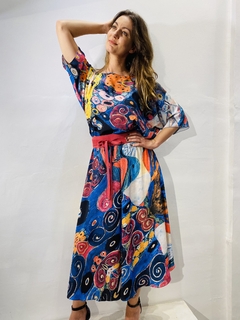 Vestido Morcego Evasê Crepe Arabesco on internet
