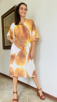 Vestido T Jersey Folhas Douradas