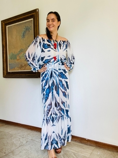 Blusa Bufante Chiffon Concha Azul - ALESSA