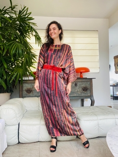 Vestido Maxi Longo Cetim Paul Klee Vermelho on internet
