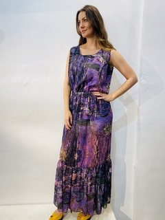 Saia Babado Longa Monet Lilás - comprar online
