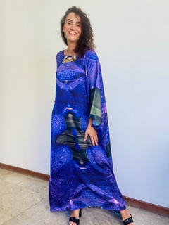 Vestido Maxi Longo Cetim Orquidea Roxo - ALESSA
