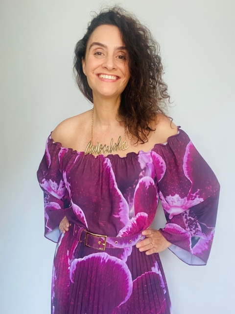 Blusa Cigana Manga Sino Crepe Orquídea Vinho