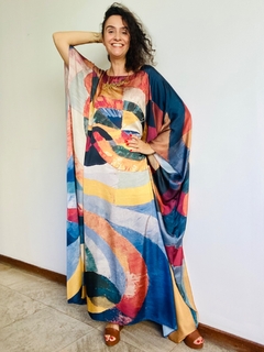 Vestido Maxi Longo Cetim Aquarela