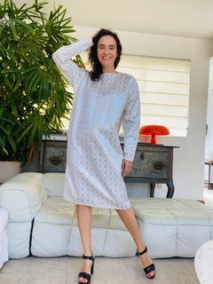 Vestido Basico Mg Lg Branco Losangos - ALESSA