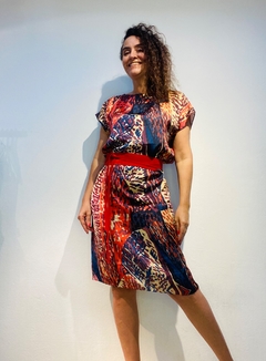 Image of Vestido Kaftan Cetim Leques