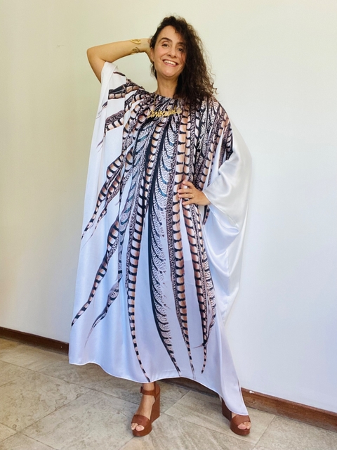 Vestido Longo Maxi Cetim Faisão Branco