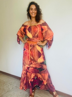 Vestido Bufante Longo Babado Crepe Orquídea Laraja - buy online
