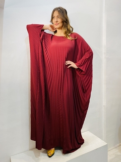 Vestido Plissado Longo Crepe Vinho na internet
