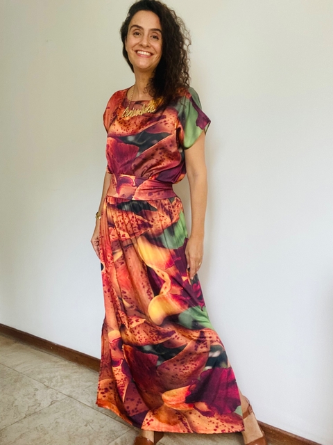 Saia Reta Jersey Orquídea Laranja