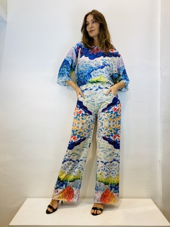 Calça Reta Jersey Mar
